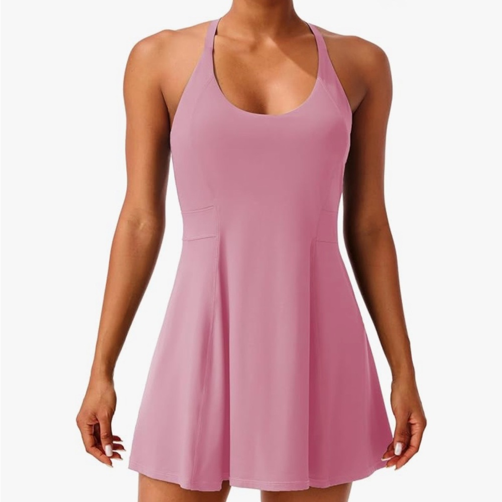 Persit Women’s U.S. XL Dusty Pink Halter Athletic Dress With Built in Shorts - Picture 6 of 10